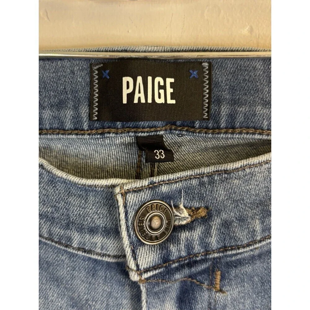 PAIGE Federal Jeans Mens 33x33 Medium Wash Slim Straight 5 Pocket Stretch Denim